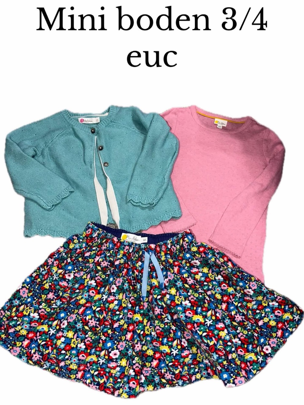 Mini boden 3/4 cord skirt shirt & cardigan bundle